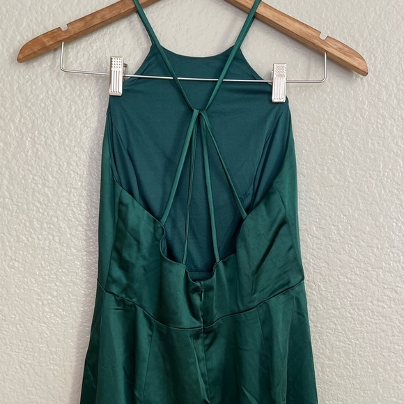 NWOT Make it Elegant Emerald Green Satin Strappy Maxi Dress - Picture 6 of 9